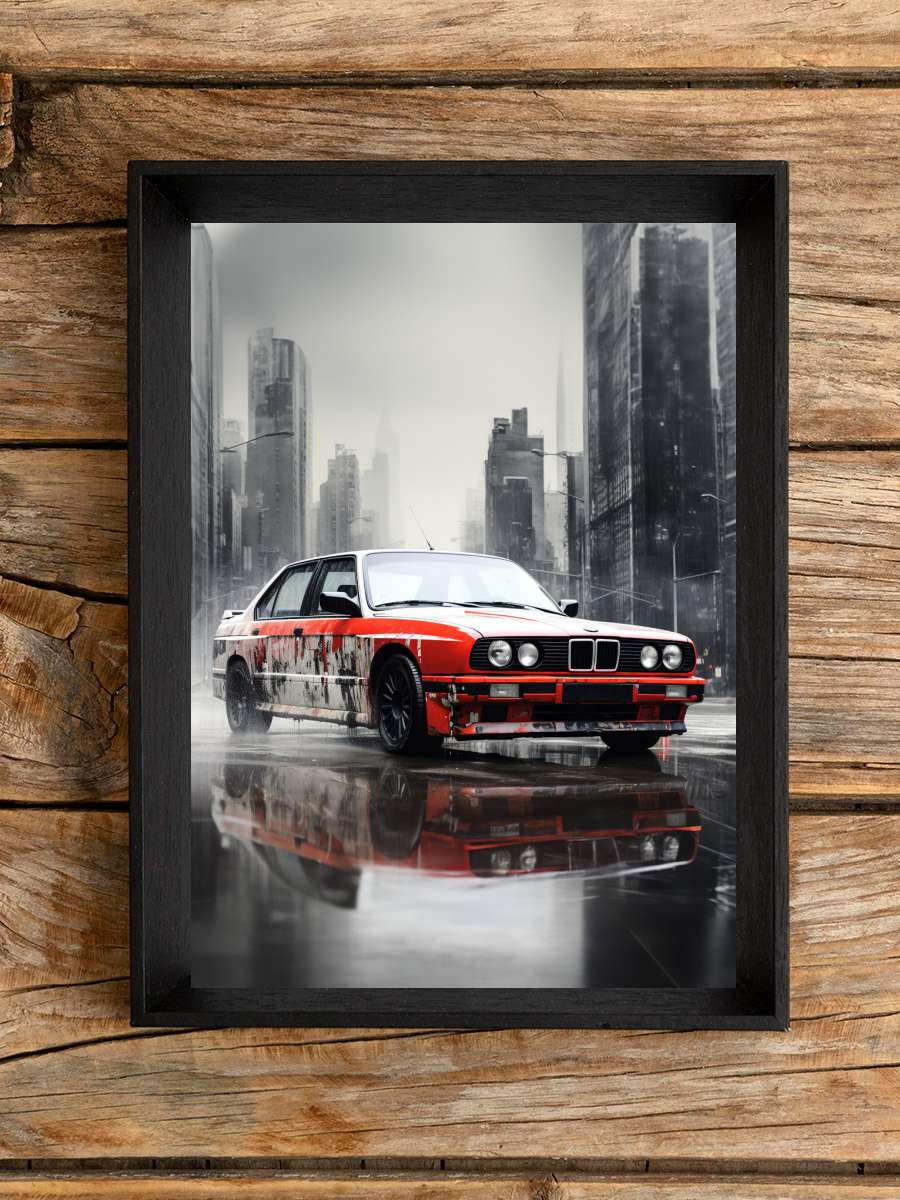 BMW M3 Graffiti Style Araba Tablo Siyah Çerçeveli Araba Poster Duvar Tablo