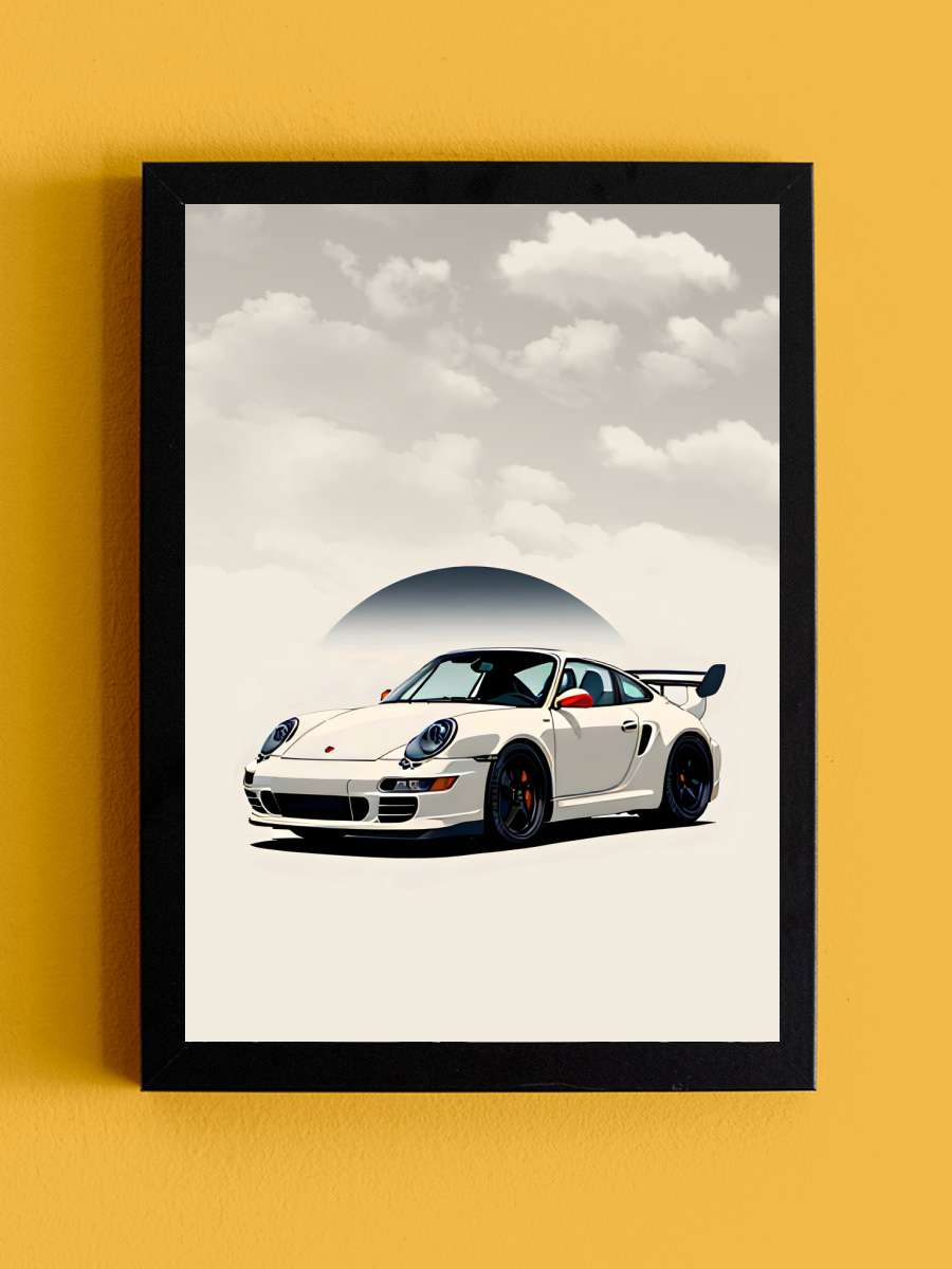 Porsche minimalist sport  Araba Tablo Siyah Çerçeveli Araba Poster Duvar Tablo