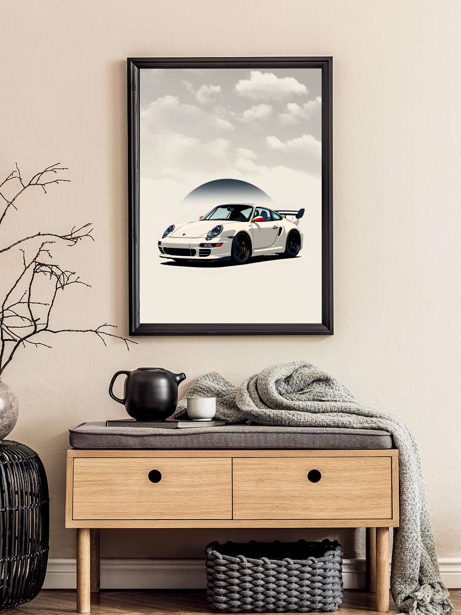 Porsche minimalist sport  Araba Tablo Siyah Çerçeveli Araba Poster Duvar Tablo