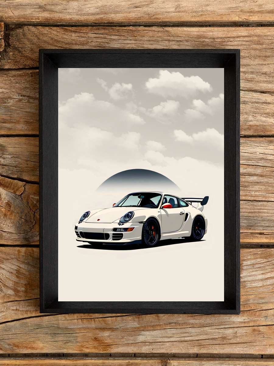 Porsche minimalist sport  Araba Tablo Siyah Çerçeveli Araba Poster Duvar Tablo