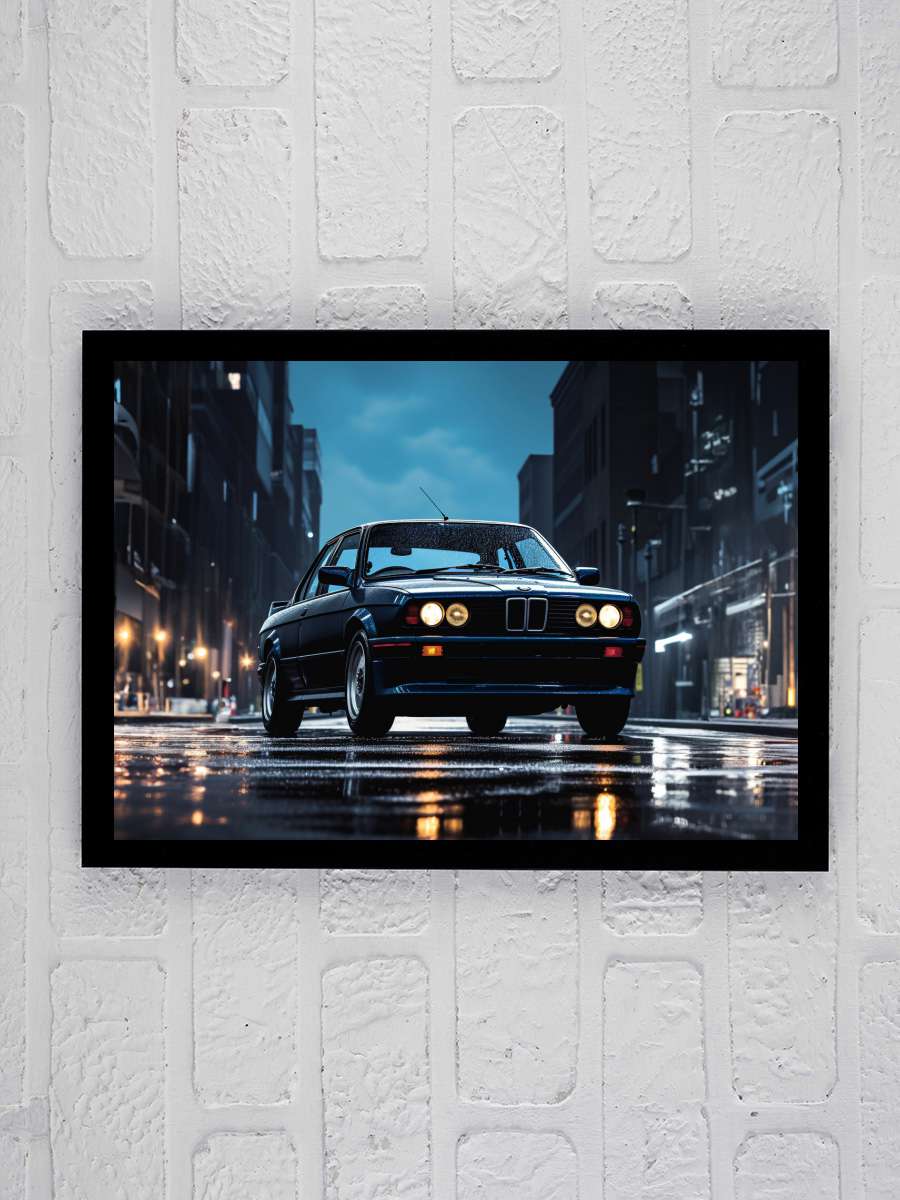 Old school BMW illustration Araba Tablo Siyah Çerçeveli Araba Poster Duvar Tablo