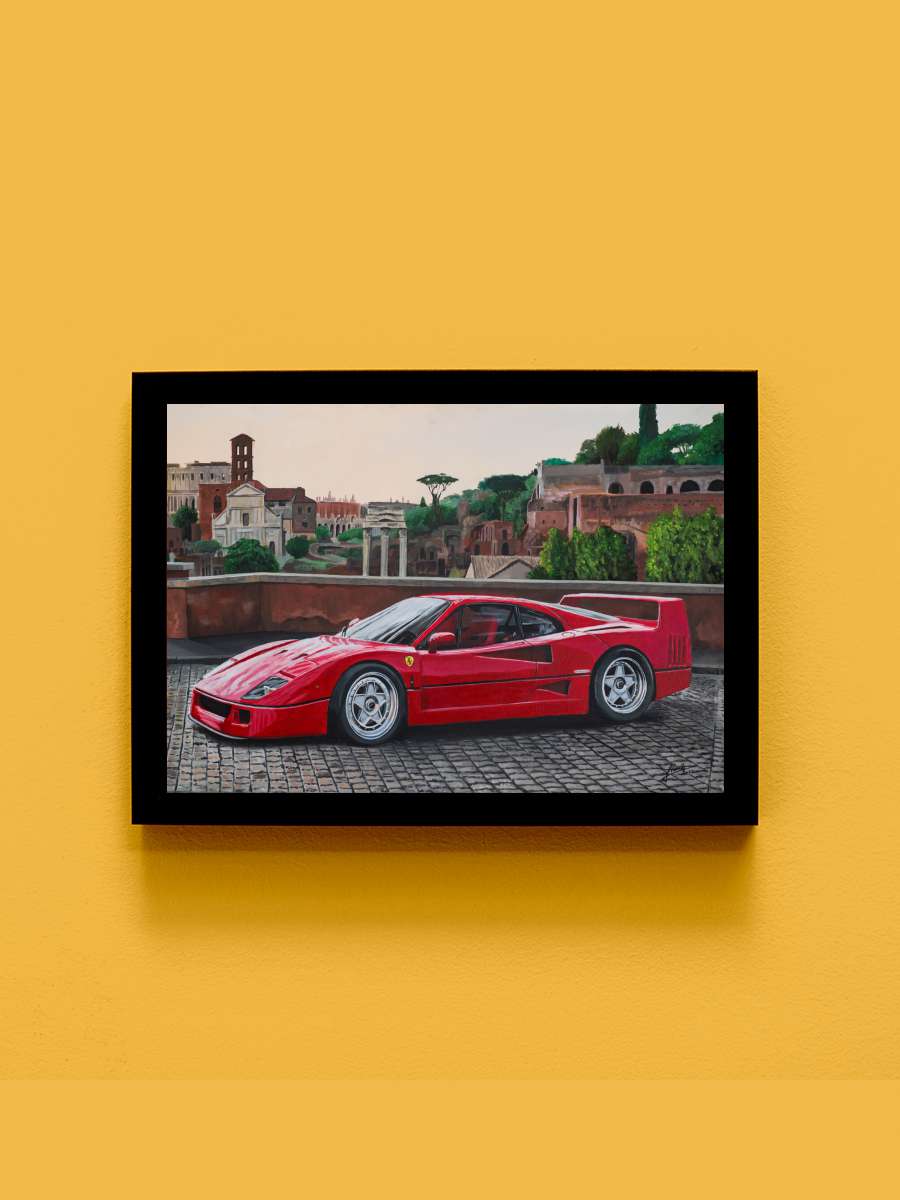 Ferrari F40 Araba Tablo Siyah Çerçeveli Araba Poster Duvar Tablo