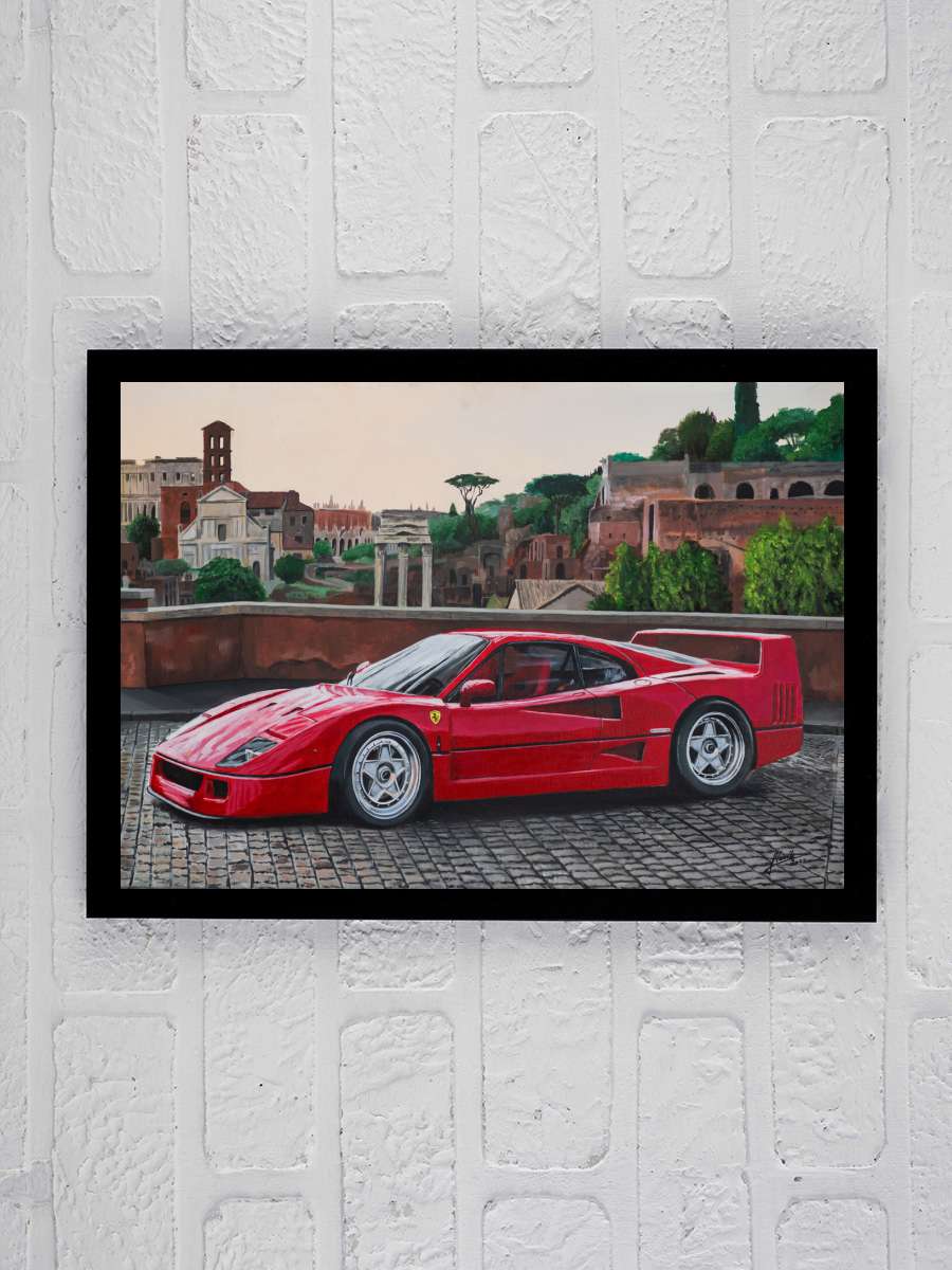 Ferrari F40 Araba Tablo Siyah Çerçeveli Araba Poster Duvar Tablo