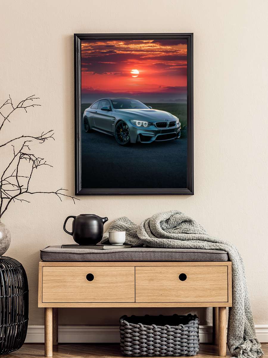 Car Auto in Sunset Araba Tablo Siyah Çerçeveli Araba Poster Duvar Tablo