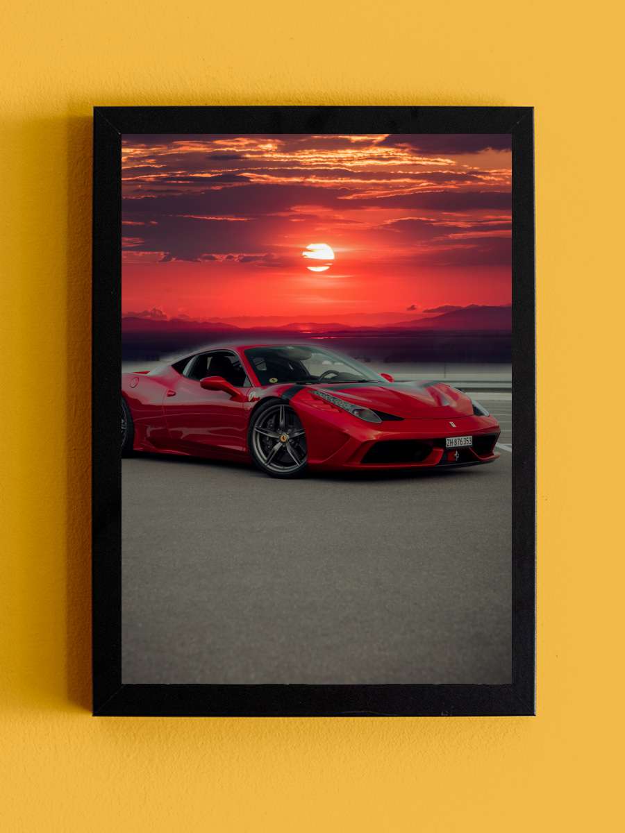 Car Auto in Sunset Araba Tablo Siyah Çerçeveli Araba Poster Duvar Tablo