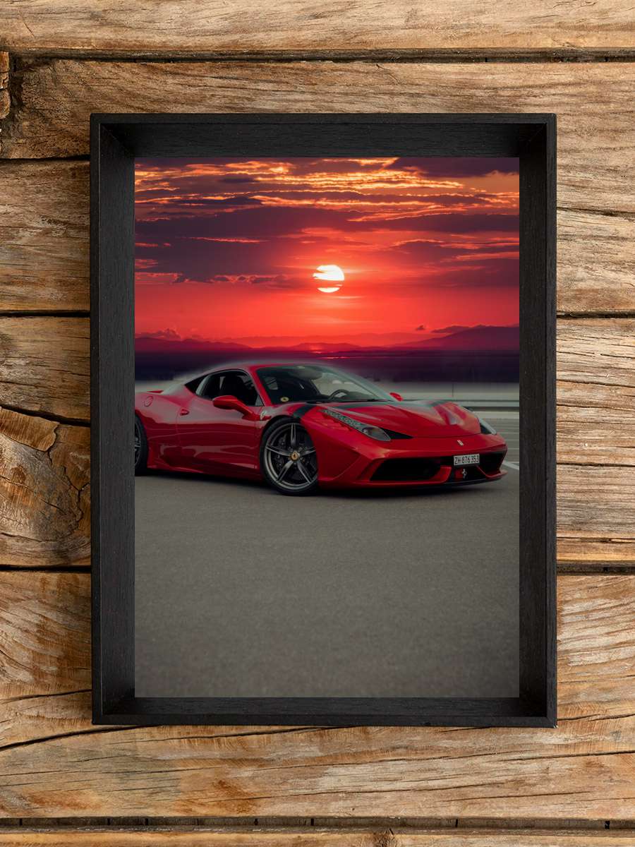 Car Auto in Sunset Araba Tablo Siyah Çerçeveli Araba Poster Duvar Tablo