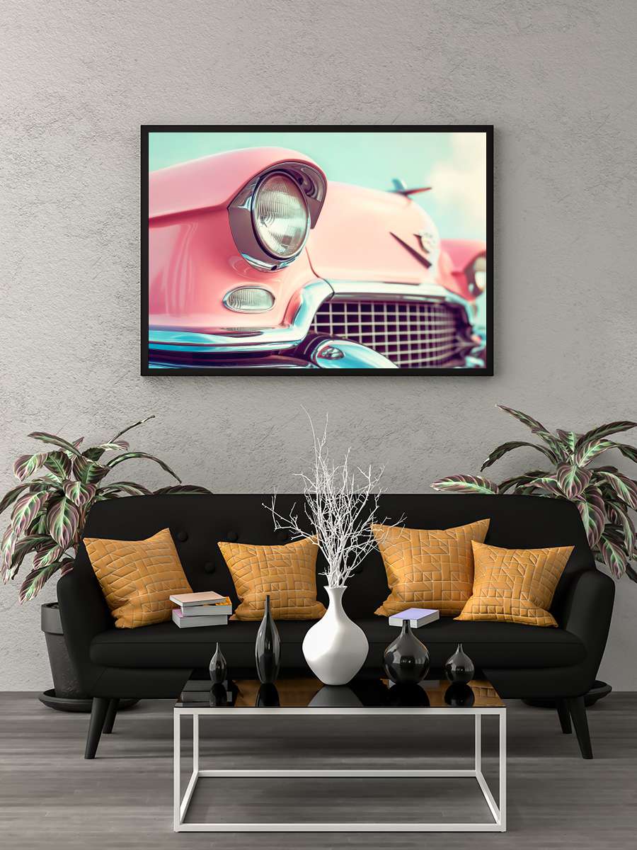 California Dreaming - Pink… Pink Classic Car Araba Tablo Siyah Çerçeveli Araba Poster Duvar Tablo