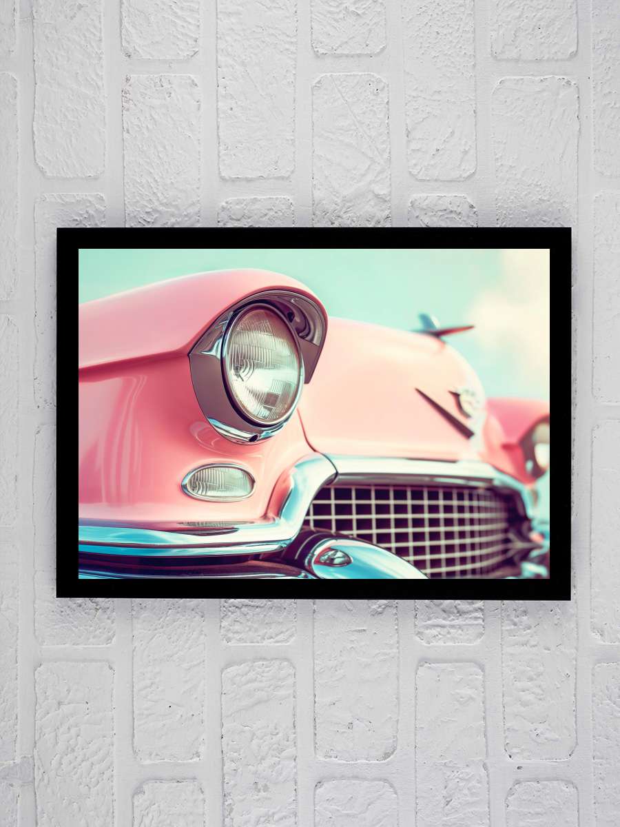 California Dreaming - Pink… Pink Classic Car Araba Tablo Siyah Çerçeveli Araba Poster Duvar Tablo