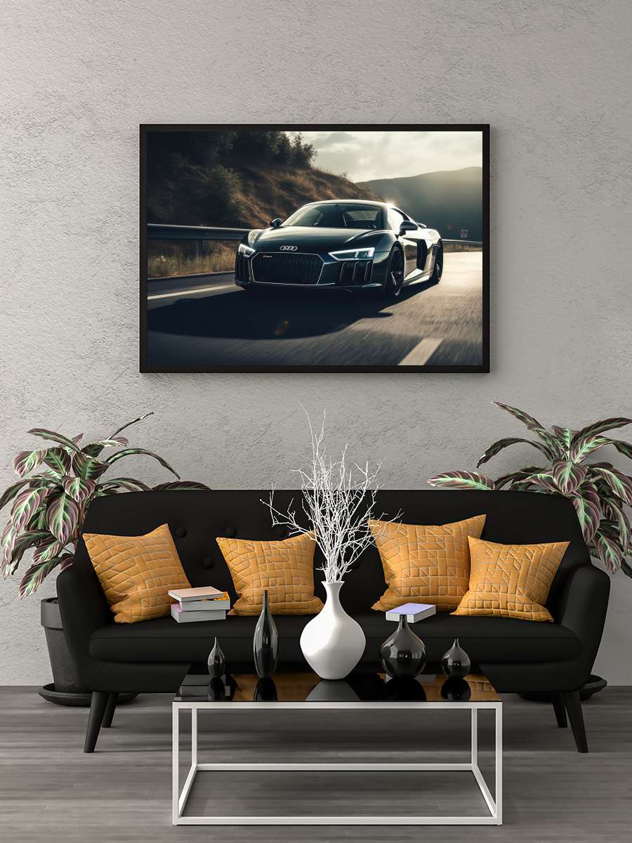 Fast black car Araba Tablo Siyah Çerçeveli Araba Poster Duvar Tablo