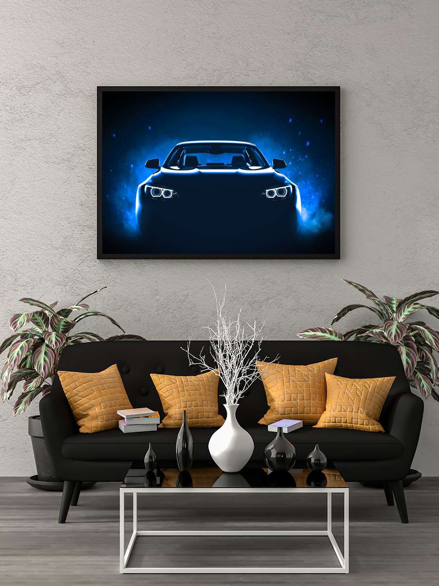 Car Cars Sportcar Sportwagen… Sportwagen Auto in Blue Fire Araba Tablo Siyah Çerçeveli Araba Poster Duvar Tablo