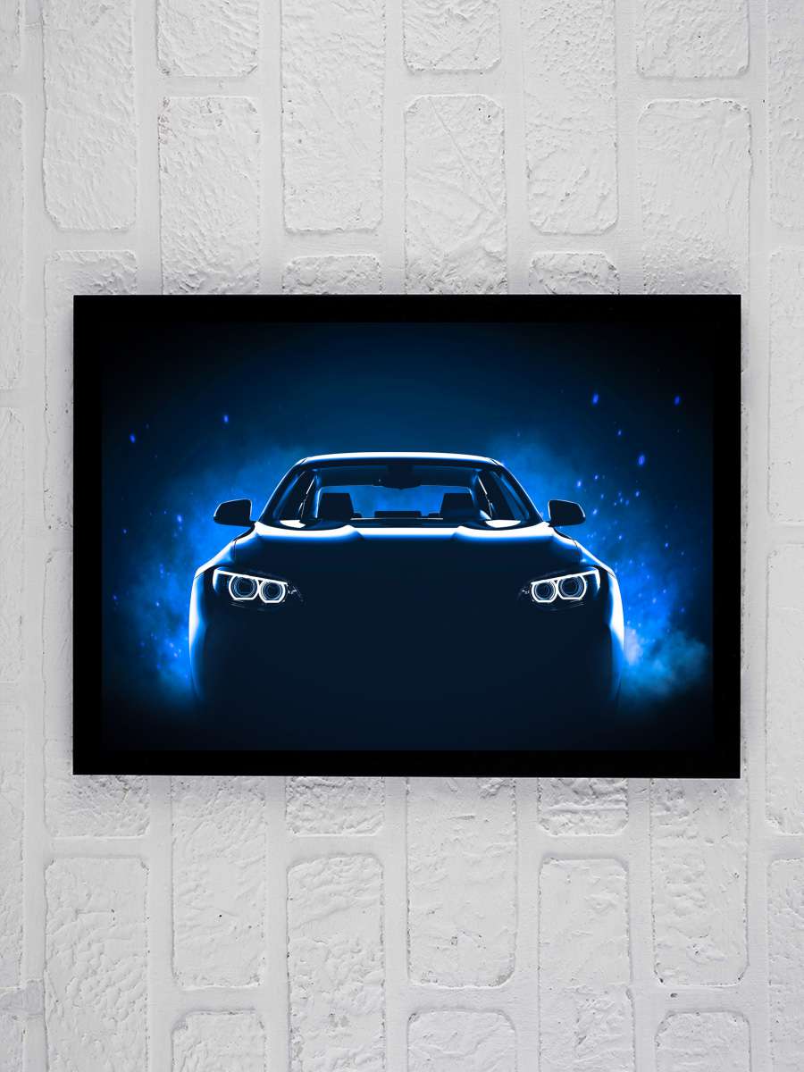 Car Cars Sportcar Sportwagen… Sportwagen Auto in Blue Fire Araba Tablo Siyah Çerçeveli Araba Poster Duvar Tablo