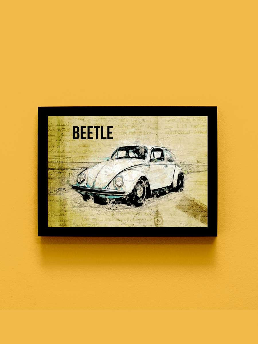 Volkswagen vw beetle Araba Tablo Siyah Çerçeveli Araba Poster Duvar Tablo