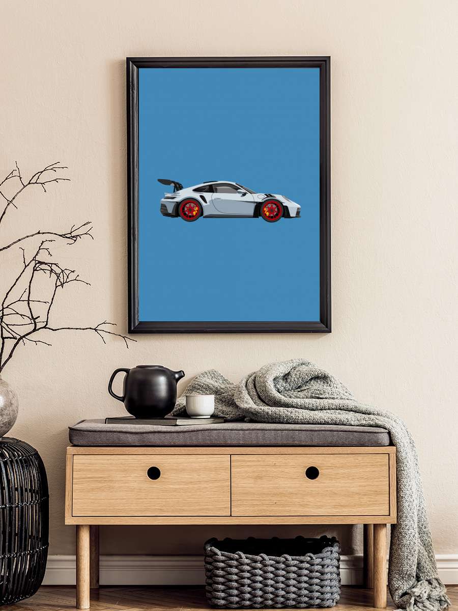 Porsche GT3S Araba Tablo Siyah Çerçeveli Araba Poster Duvar Tablo