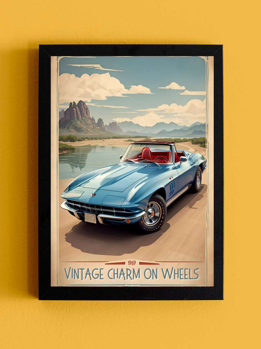 Corvette Vintage Poster:… Poster: Charm on Wheels Araba Tablo Siyah Çerçeveli Araba Poster Duvar Tablo