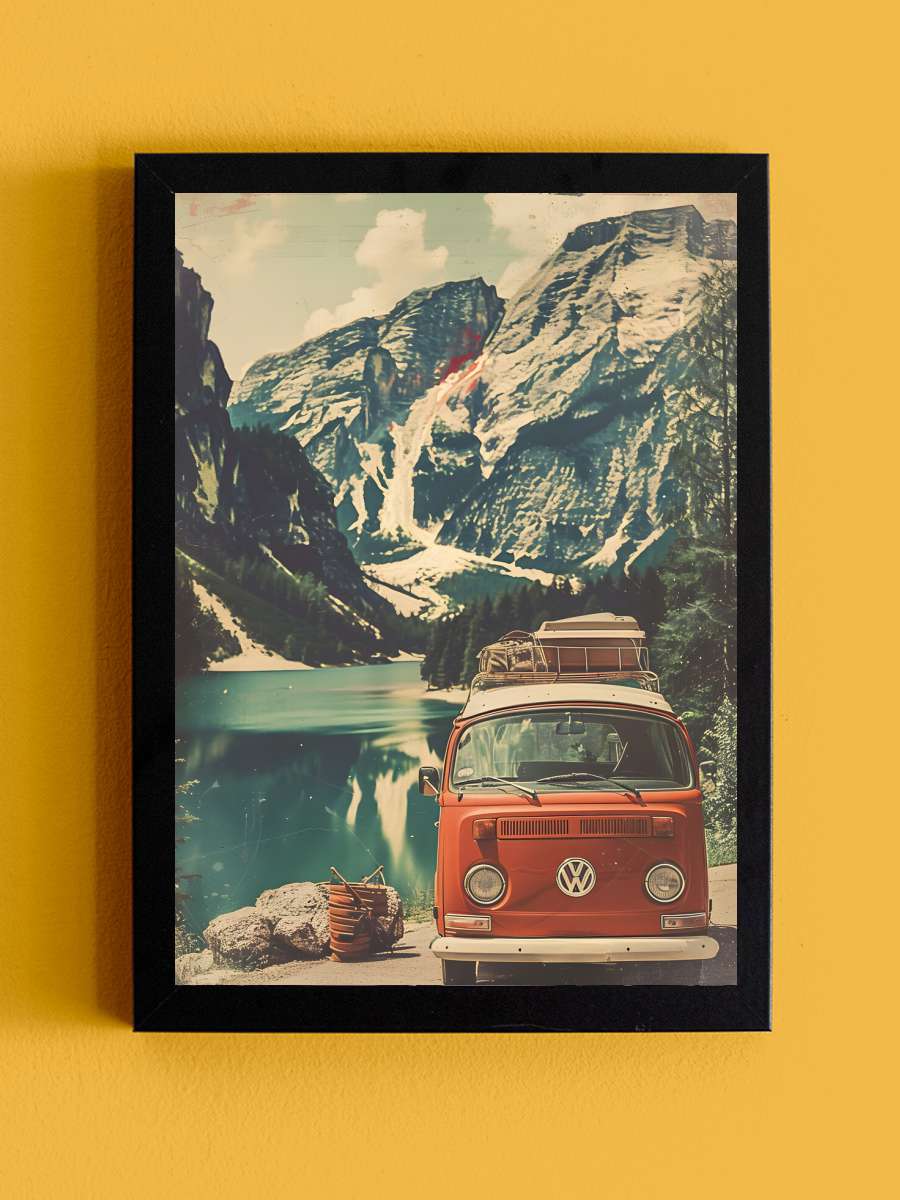 Vintage Landscape VW Poster Araba Tablo Siyah Çerçeveli Araba Poster Duvar Tablo