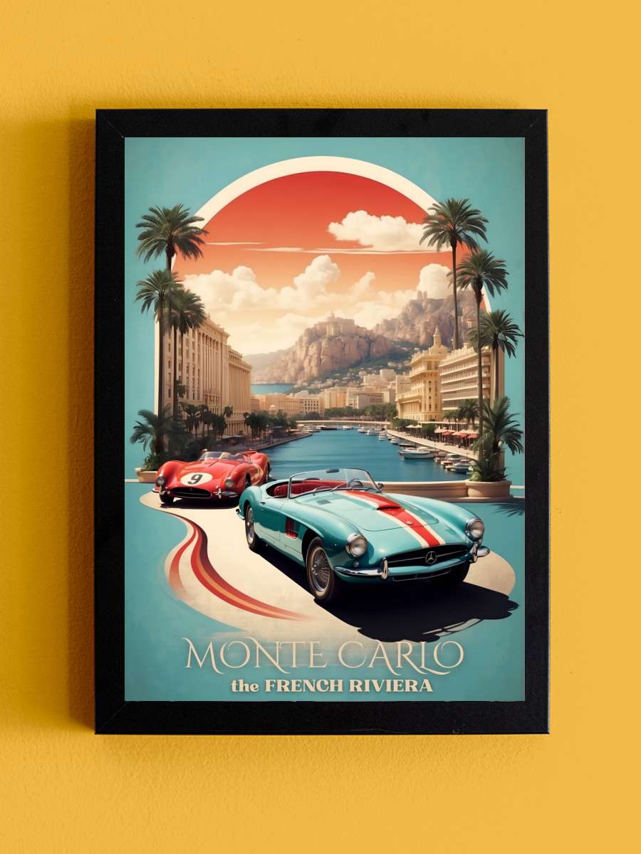 Monte Carlo Racing Elegance:… Elegance: Vintage Motorsport Poster Araba Tablo Siyah Çerçeveli Araba Poster Duvar Tablo