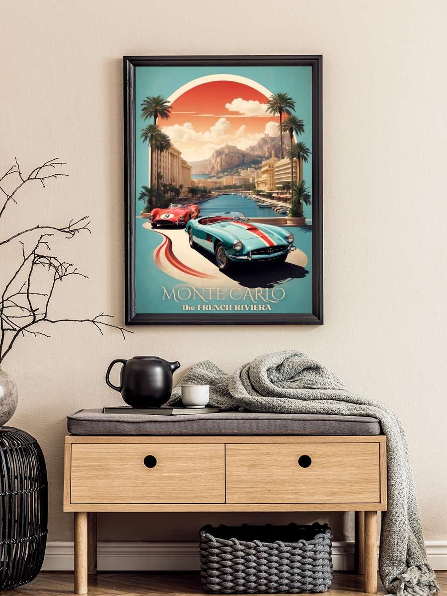 Monte Carlo Racing Elegance:… Elegance: Vintage Motorsport Poster Araba Tablo Siyah Çerçeveli Araba Poster Duvar Tablo