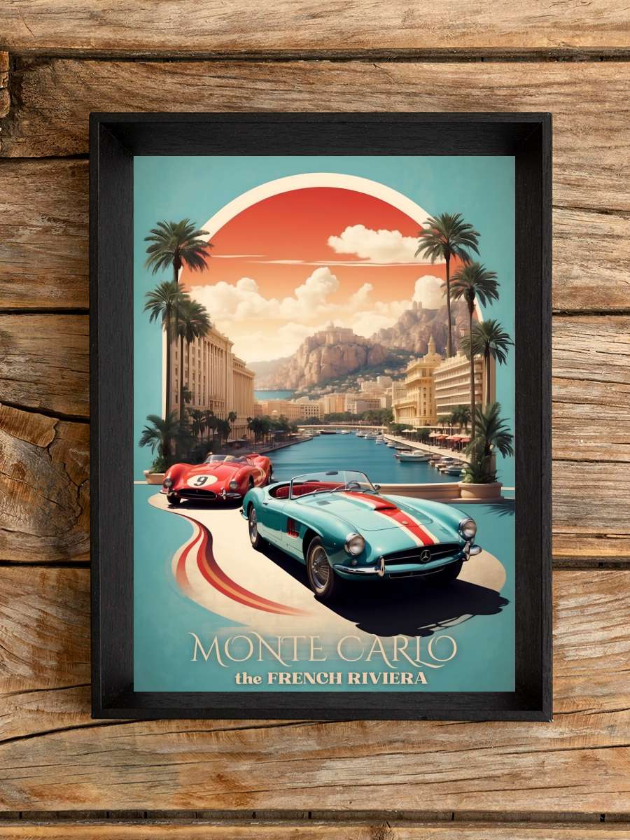 Monte Carlo Racing Elegance:… Elegance: Vintage Motorsport Poster Araba Tablo Siyah Çerçeveli Araba Poster Duvar Tablo