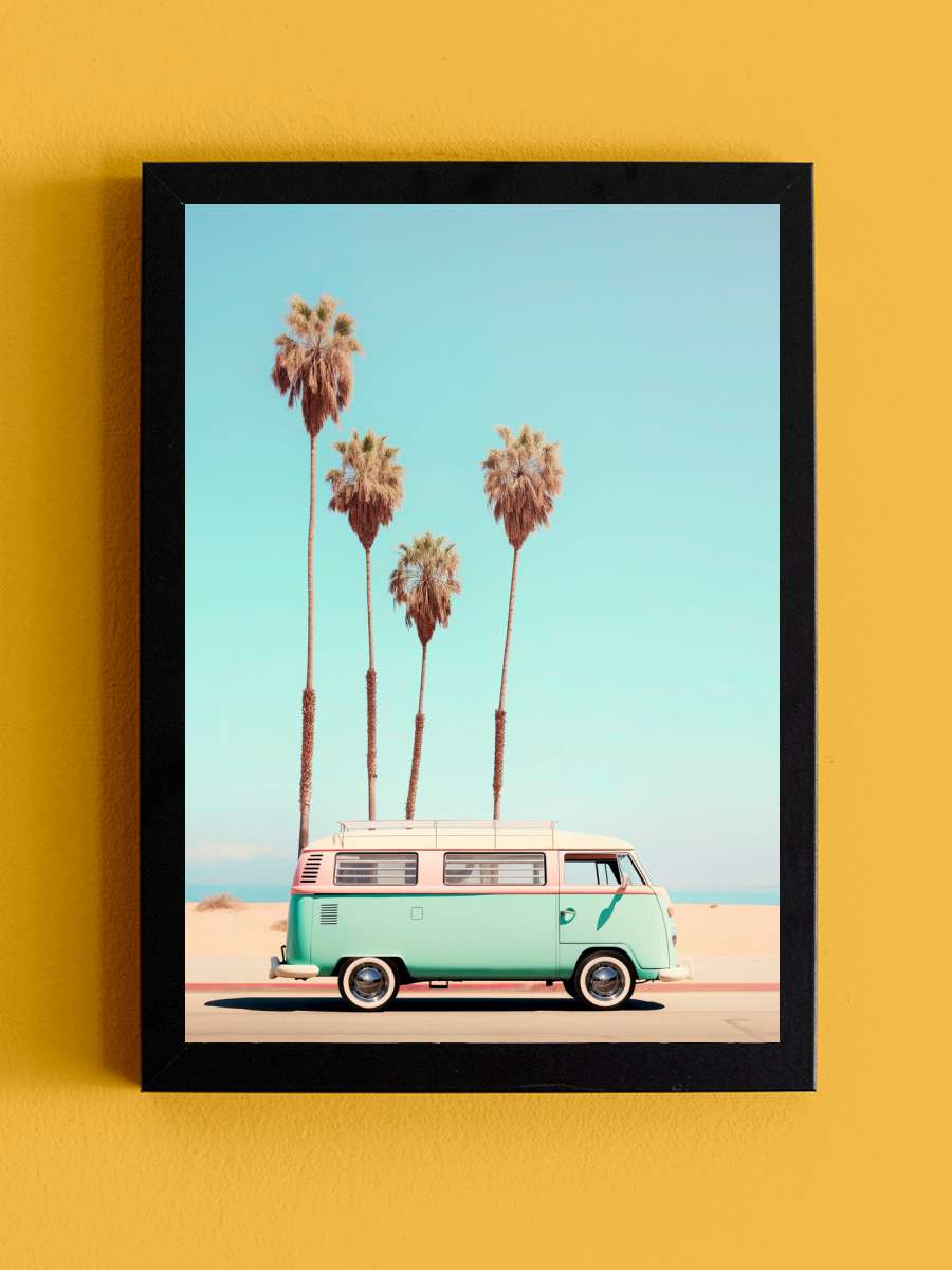 California Dreaming - VW Van… Van Venice Beach Araba Tablo Siyah Çerçeveli Araba Poster Duvar Tablo