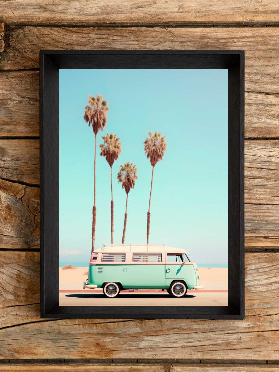 California Dreaming - VW Van… Van Venice Beach Araba Tablo Siyah Çerçeveli Araba Poster Duvar Tablo