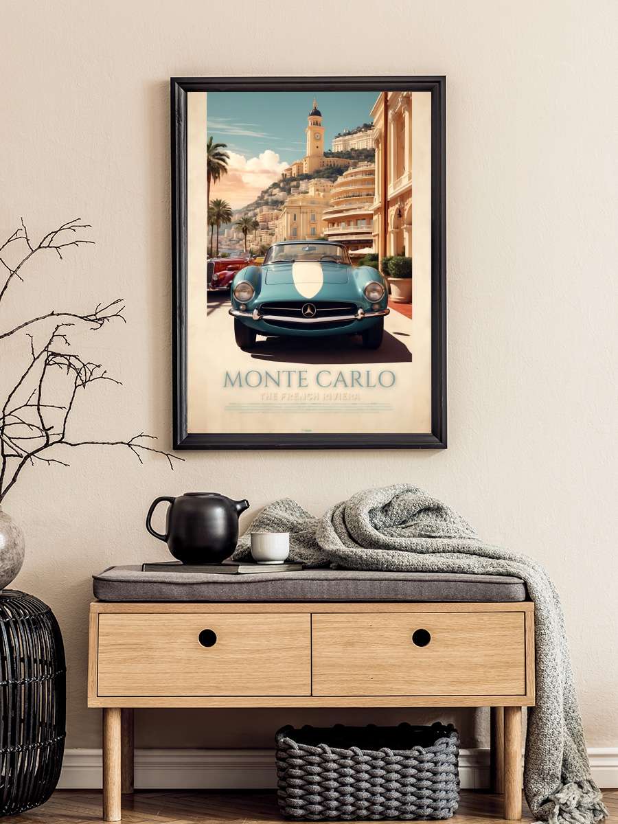 Classic Monte Carlo Elegance:… Elegance: Vintage Art Print Araba Tablo Siyah Çerçeveli Araba Poster Duvar Tablo