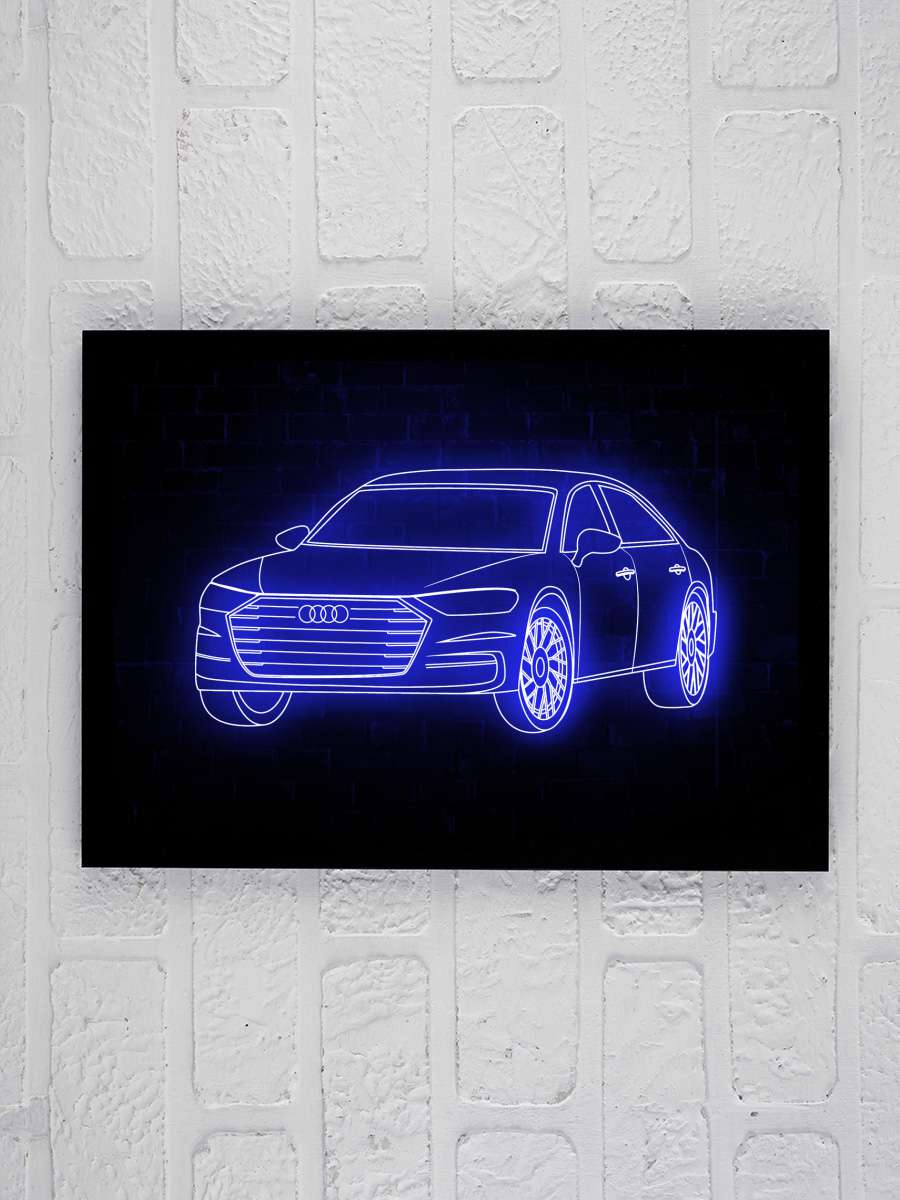 Car Auto Limousine Sportcar Neon Araba Tablo Siyah Çerçeveli Araba Poster Duvar Tablo