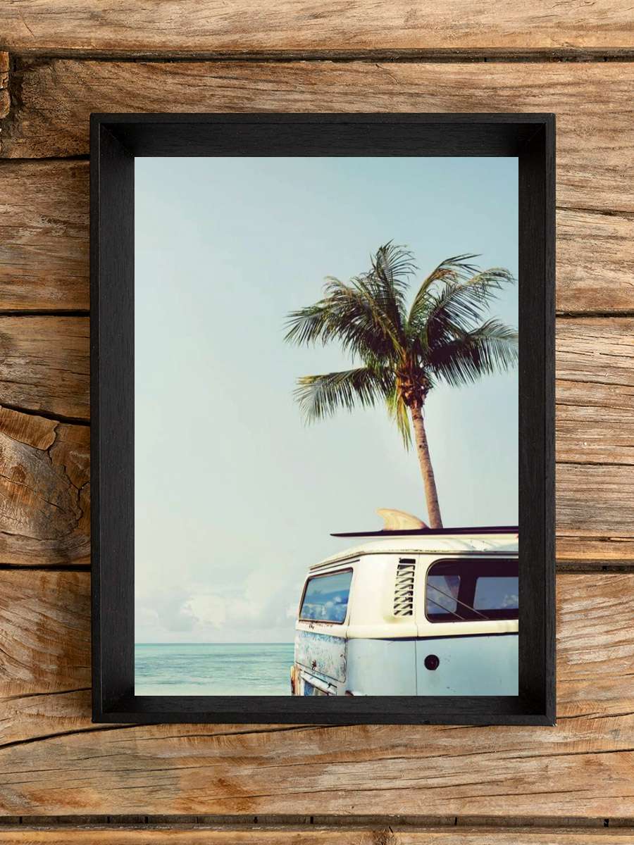 Vintage Camper Van Araba Tablo Siyah Çerçeveli Araba Poster Duvar Tablo