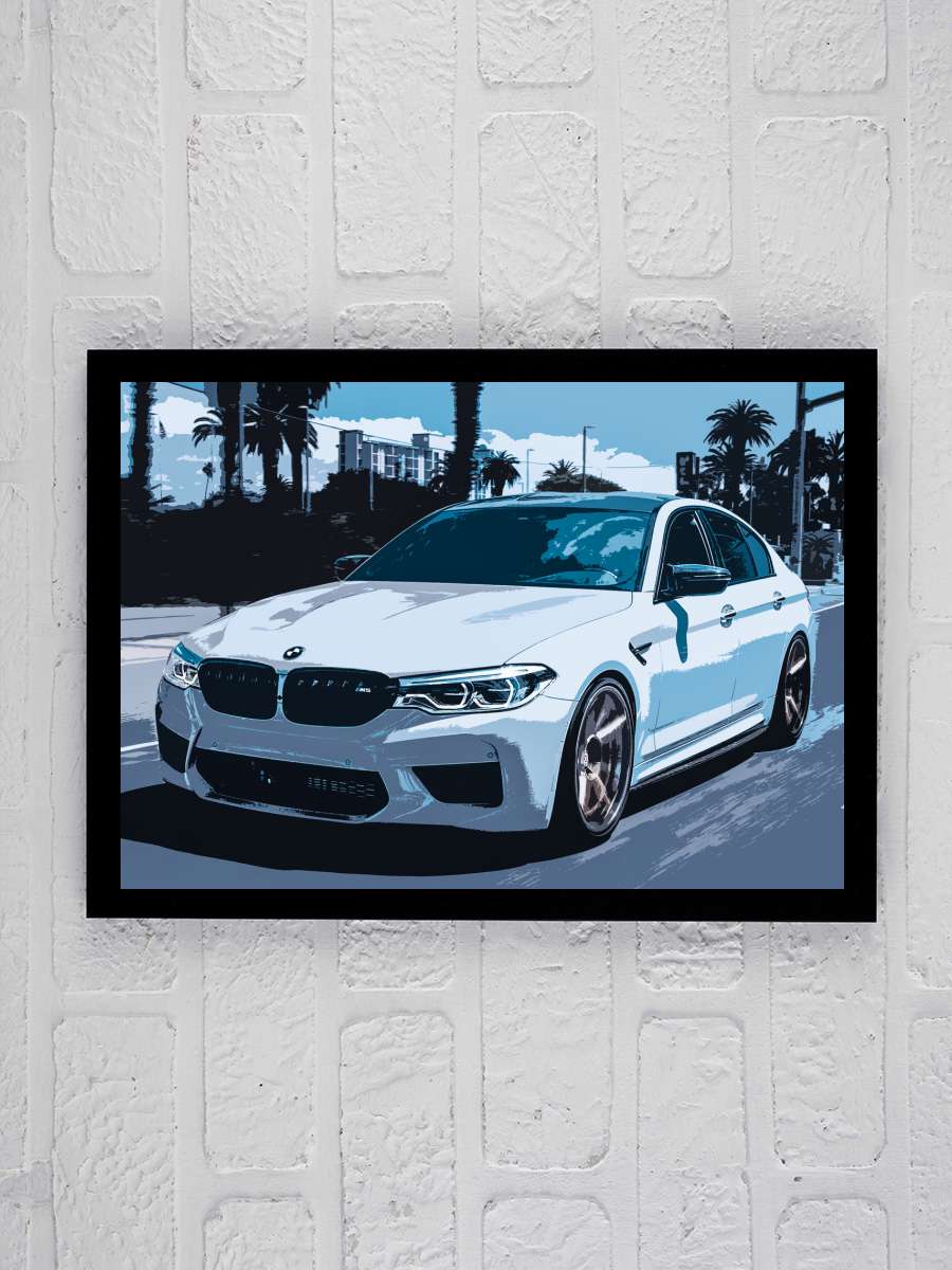 White Car Auto Araba Tablo Siyah Çerçeveli Araba Poster Duvar Tablo