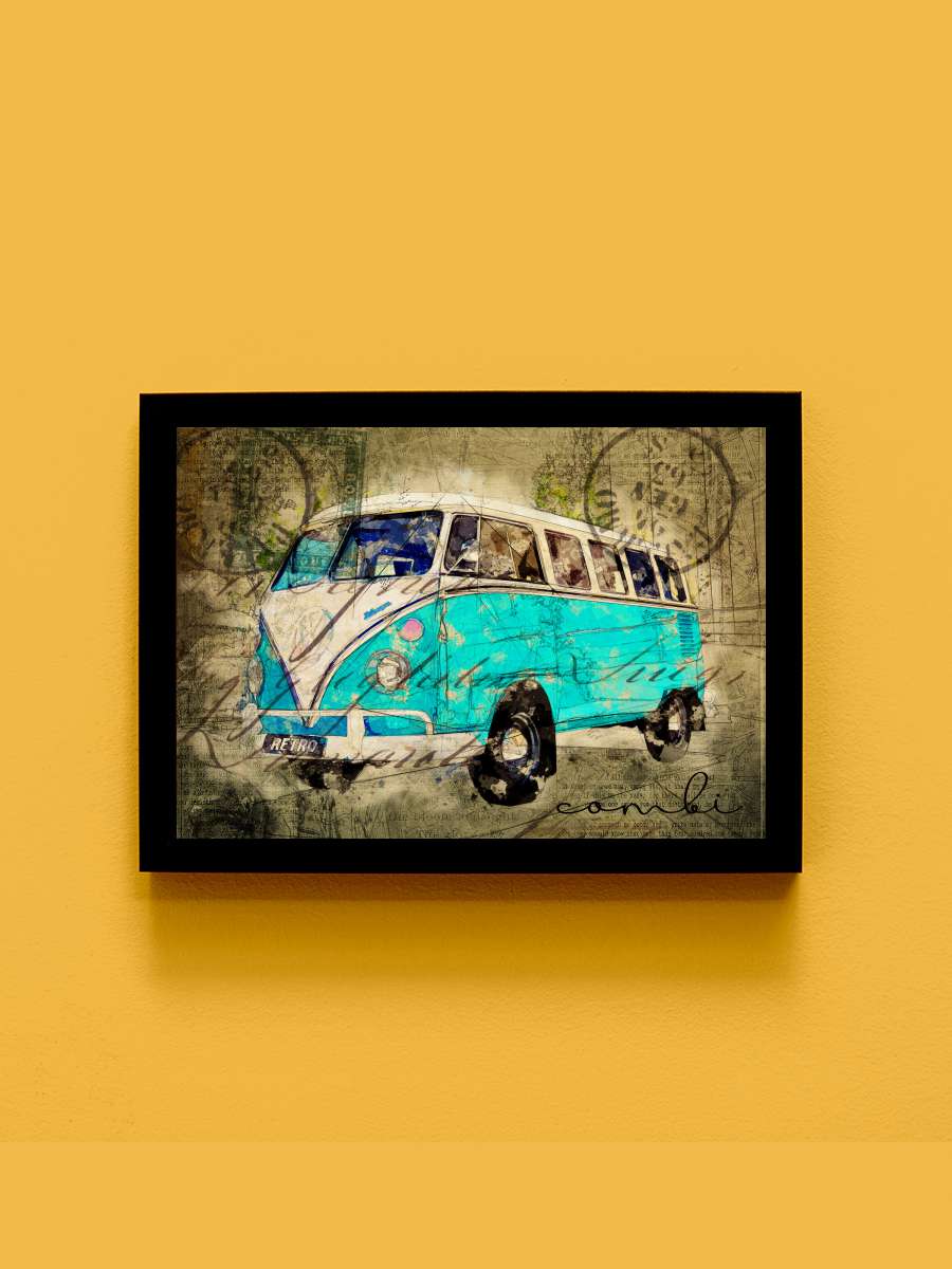 vw combi tosca Araba Tablo Siyah Çerçeveli Araba Poster Duvar Tablo