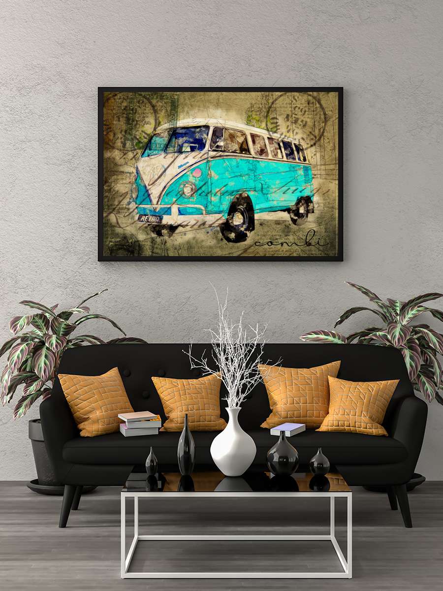 vw combi tosca Araba Tablo Siyah Çerçeveli Araba Poster Duvar Tablo