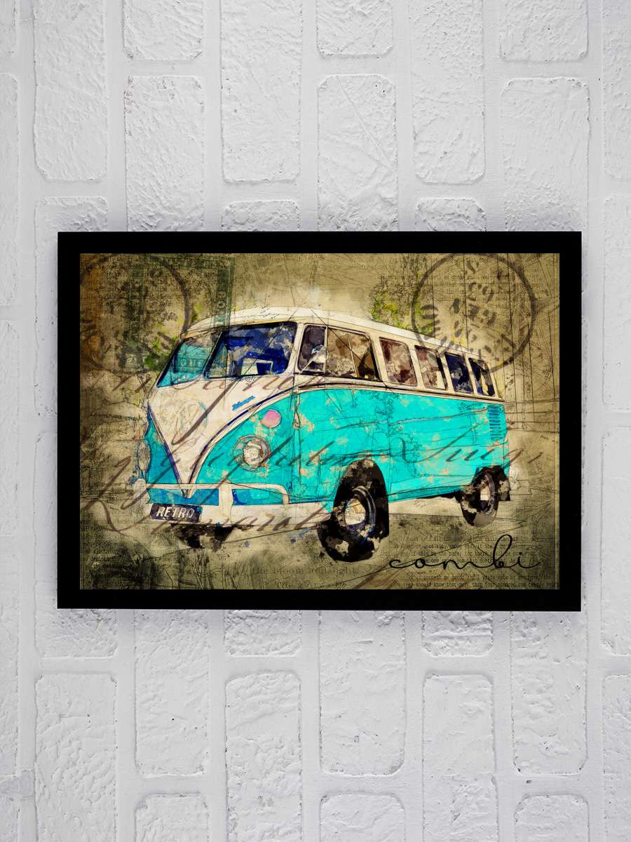 vw combi tosca Araba Tablo Siyah Çerçeveli Araba Poster Duvar Tablo