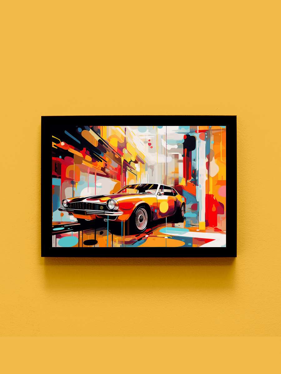 Abstract painting, 70s &80 s… s Car Poster, online Art… Araba Tablo Siyah Çerçeveli Araba Poster Duvar Tablo