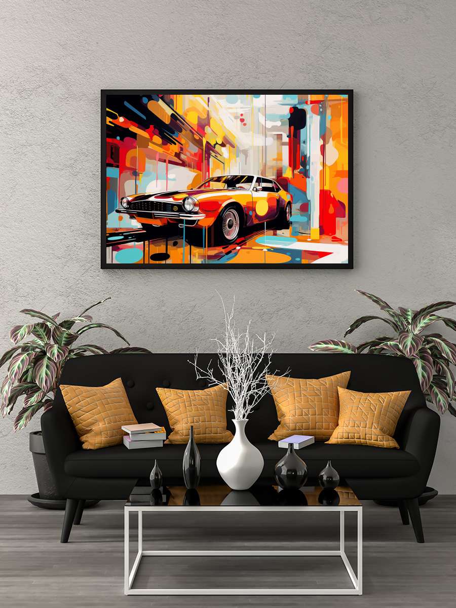 Abstract painting, 70s &80 s… s Car Poster, online Art… Araba Tablo Siyah Çerçeveli Araba Poster Duvar Tablo