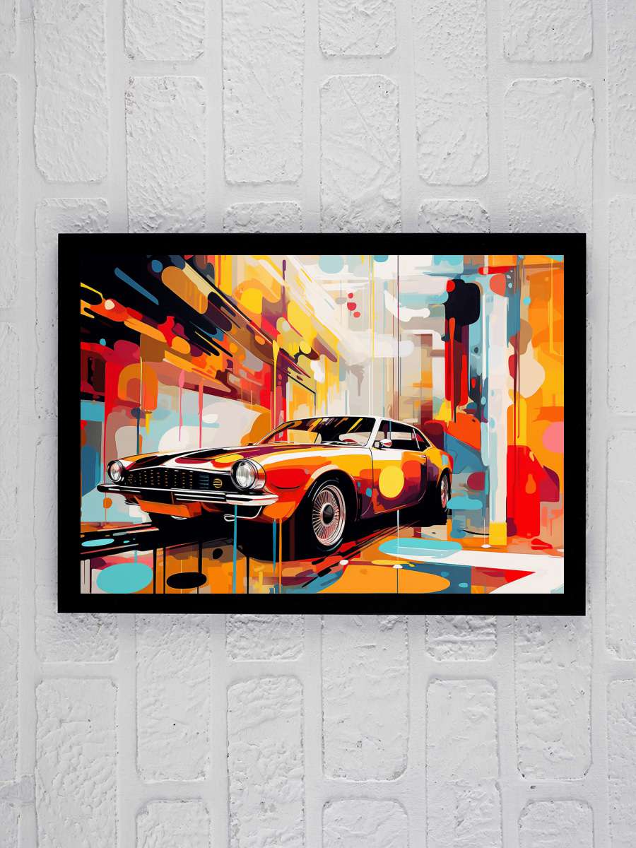 Abstract painting, 70s &80 s… s Car Poster, online Art… Araba Tablo Siyah Çerçeveli Araba Poster Duvar Tablo