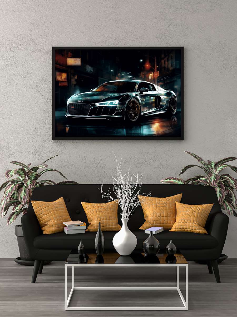 Black car Araba Tablo Siyah Çerçeveli Araba Poster Duvar Tablo