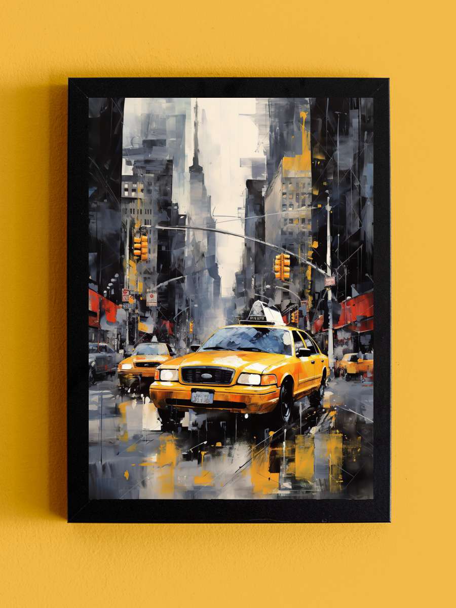 Taxi in New York City Araba Tablo Siyah Çerçeveli Araba Poster Duvar Tablo