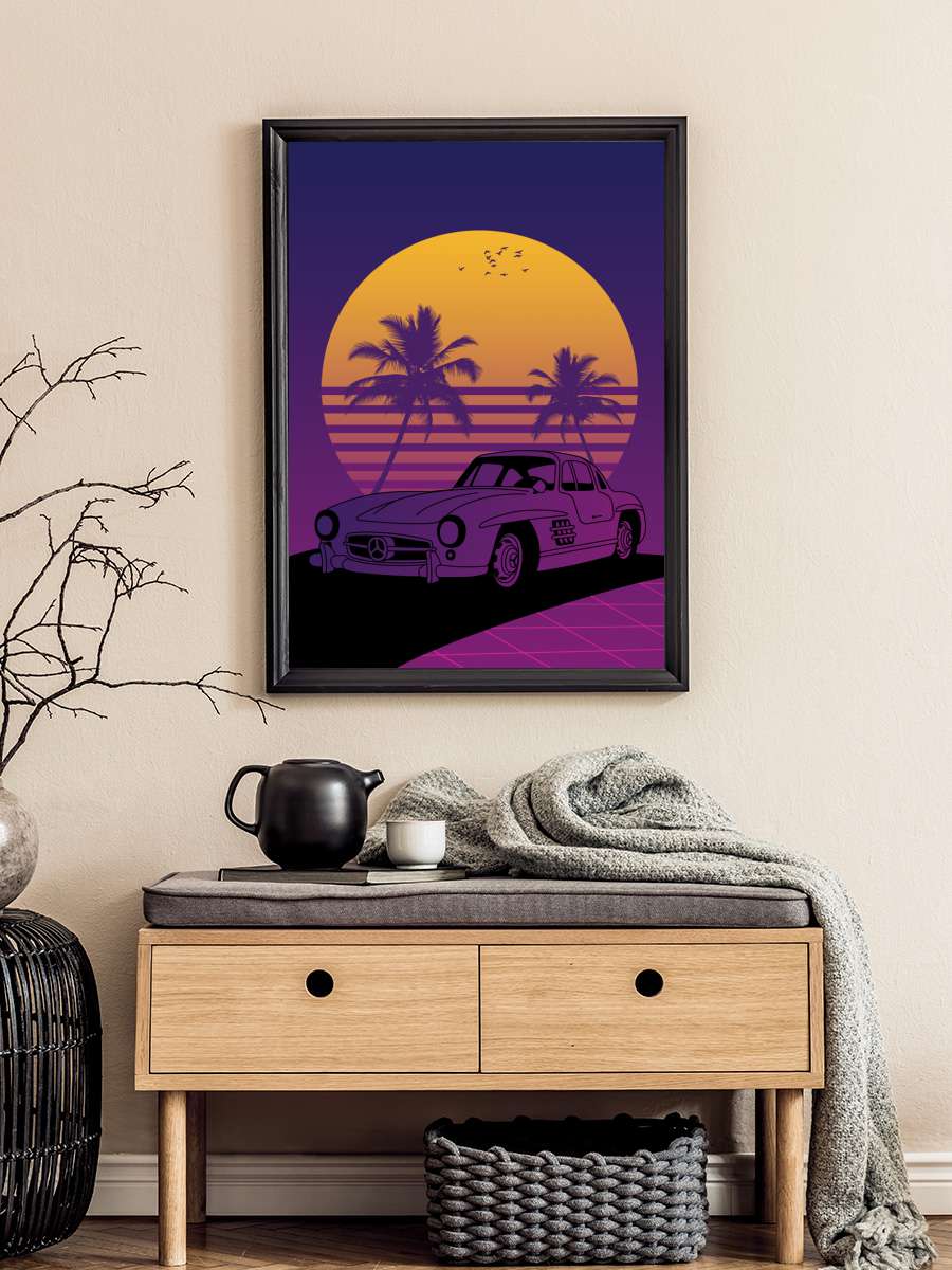 Retro Car Classic  Araba Tablo Siyah Çerçeveli Araba Poster Duvar Tablo