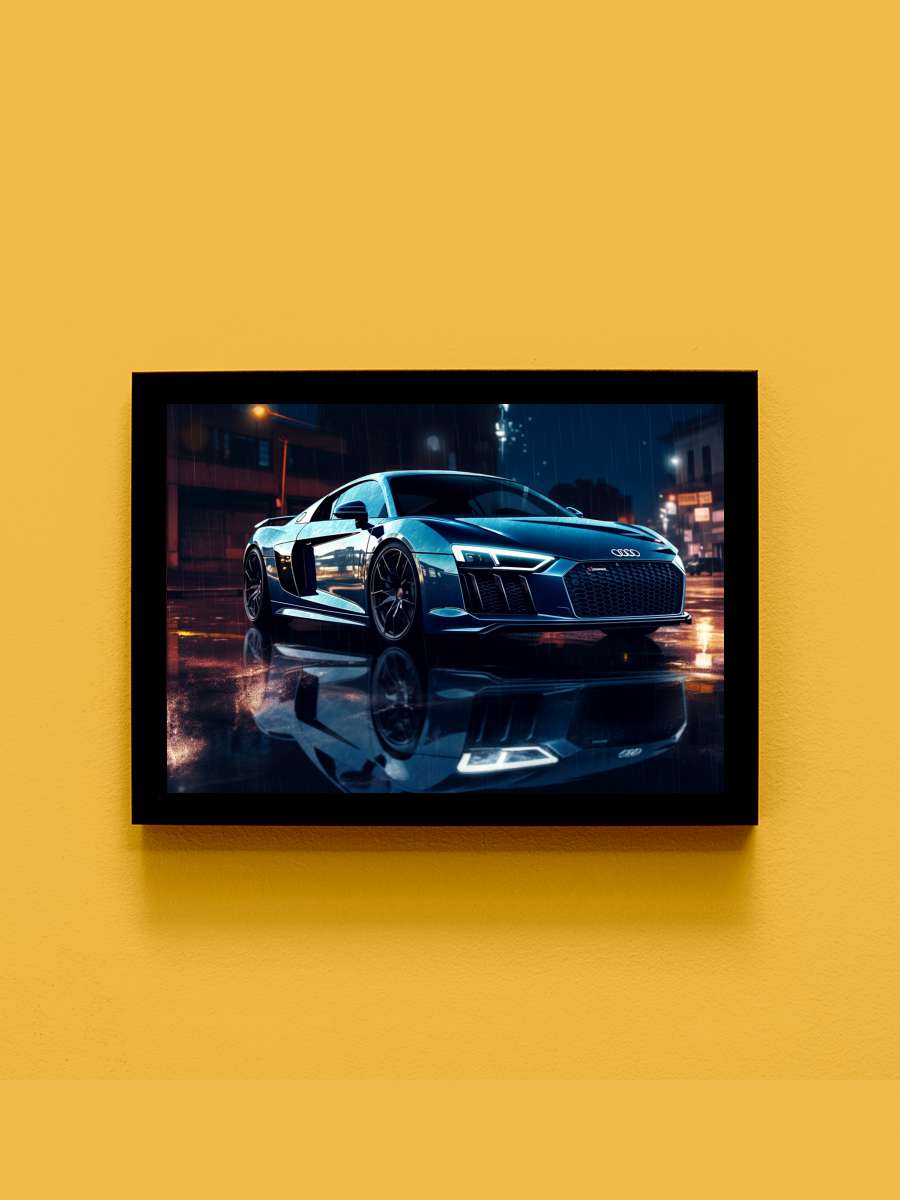 Sportcar in rain Araba Tablo Siyah Çerçeveli Araba Poster Duvar Tablo