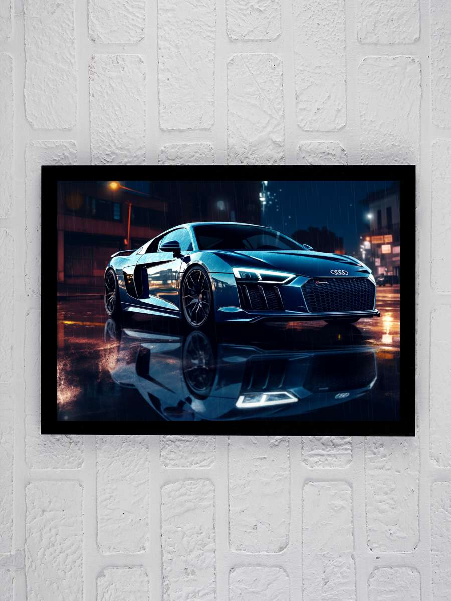 Sportcar in rain Araba Tablo Siyah Çerçeveli Araba Poster Duvar Tablo