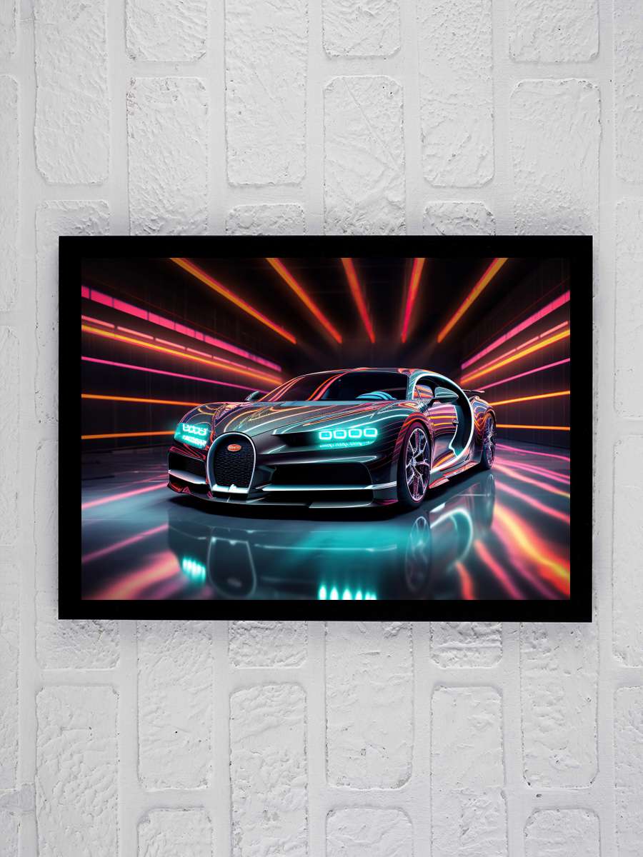 Neon Car Araba Tablo Siyah Çerçeveli Araba Poster Duvar Tablo