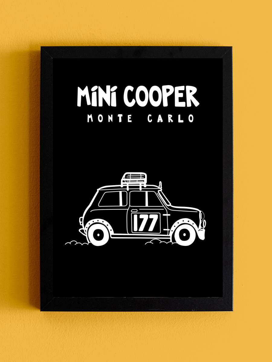 Mini Cooper Araba Tablo Siyah Çerçeveli Araba Poster Duvar Tablo