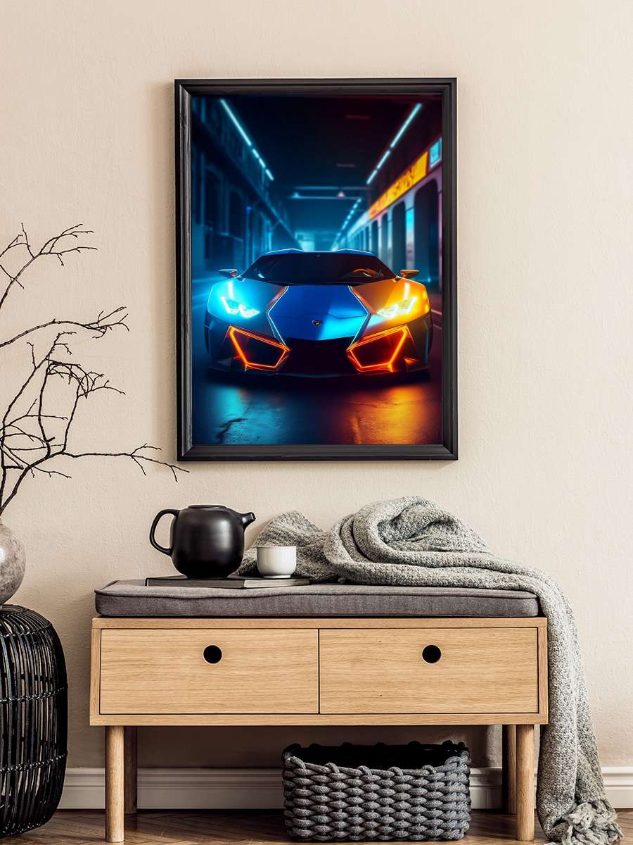 Futuristic car Araba Tablo Siyah Çerçeveli Araba Poster Duvar Tablo