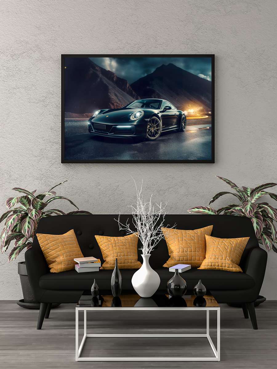 Porsche 911 Dark Mountain Race Araba Tablo Siyah Çerçeveli Araba Poster Duvar Tablo