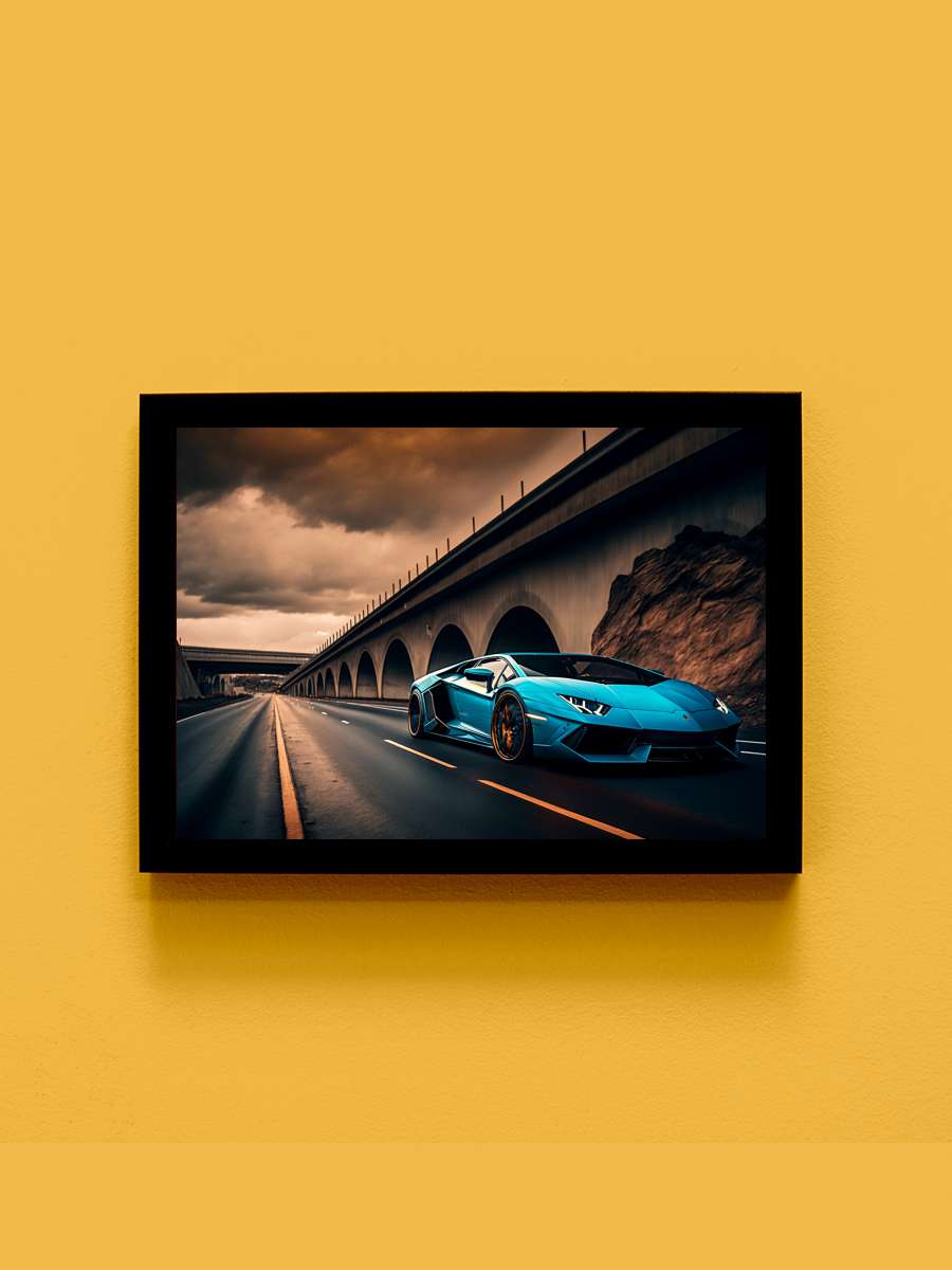 Lamborghini sportcar Araba Tablo Siyah Çerçeveli Araba Poster Duvar Tablo