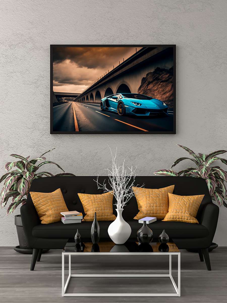 Lamborghini sportcar Araba Tablo Siyah Çerçeveli Araba Poster Duvar Tablo