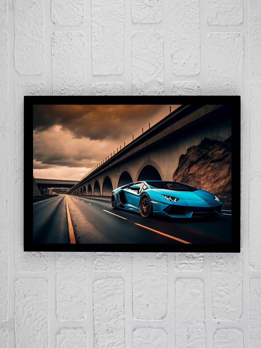 Lamborghini sportcar Araba Tablo Siyah Çerçeveli Araba Poster Duvar Tablo