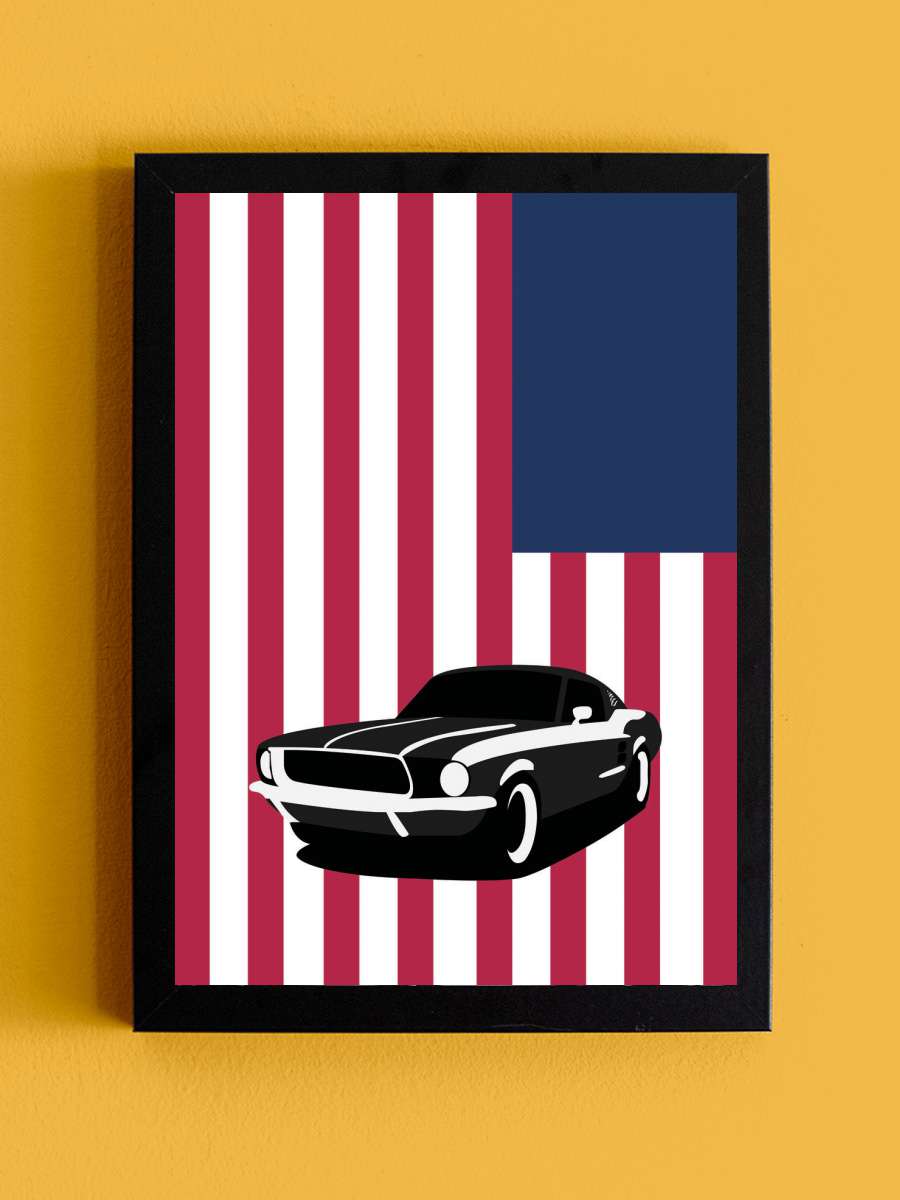 Mustan America Car Araba Tablo Siyah Çerçeveli Araba Poster Duvar Tablo