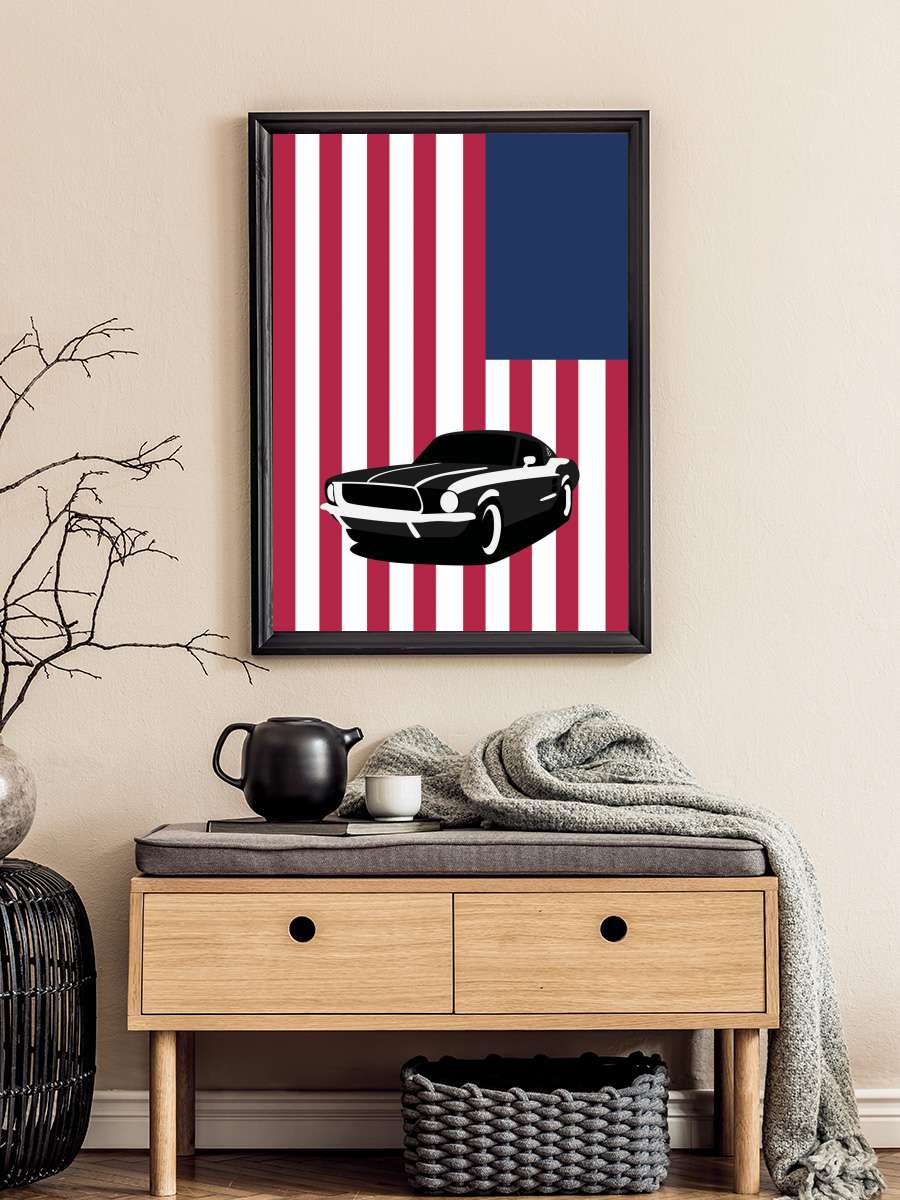 Mustan America Car Araba Tablo Siyah Çerçeveli Araba Poster Duvar Tablo