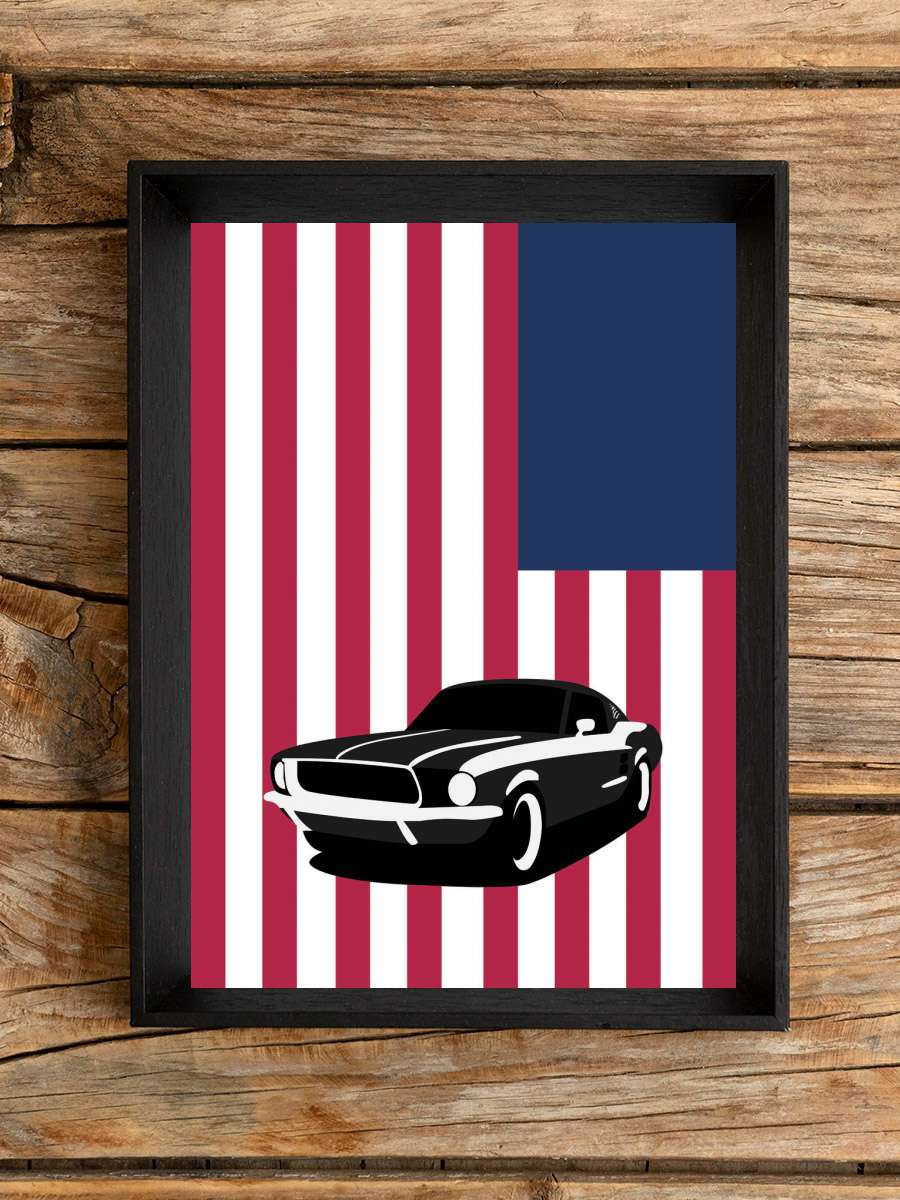 Mustan America Car Araba Tablo Siyah Çerçeveli Araba Poster Duvar Tablo