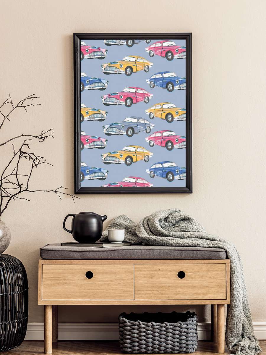 Vintage cars Araba Tablo Siyah Çerçeveli Araba Poster Duvar Tablo